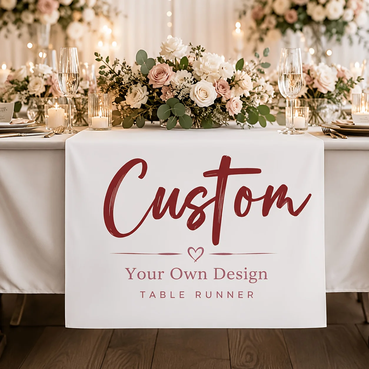 2D Flat 1pc Personalized Table Banner, Custom Photo Logo Text, Ideal for Trade Show Booths, Exhibitions, Indoor Outdoor Decor