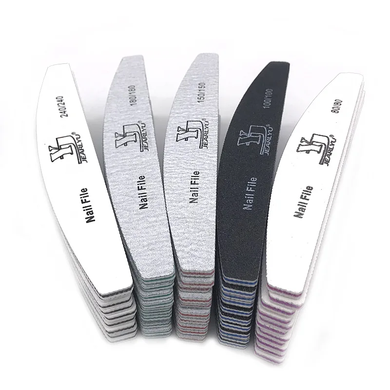 

1Pc Nail tools 80 100 150 180 240 Grit nails High quality double sided half-moon nail file washable abrasive manicure nail file