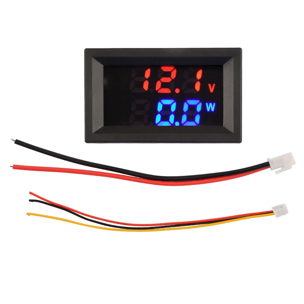 M520DC 5-30V Voltmeter Ammeter Power Meter Dual LED Display Panel Voltage Amp Meter Voltage Current Tester with Connect Wires