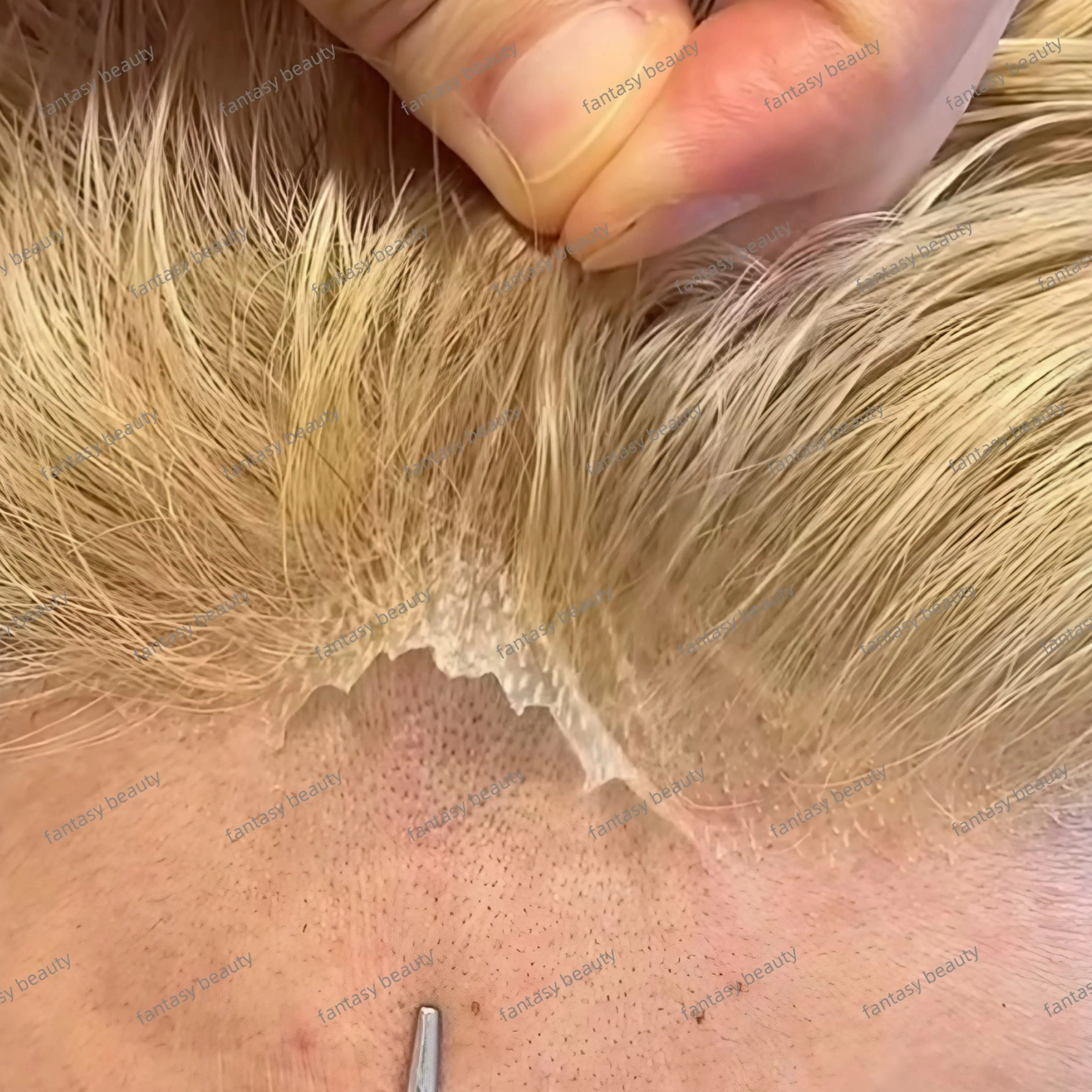 شعري طبيعي غير مرئي # 613 أشقر فاتح متين 0.02 مللي متر جلد رقيق PU للرجال شعر مستعار 90%-100% كثافة شعر بشري أوروبي حقيقي
