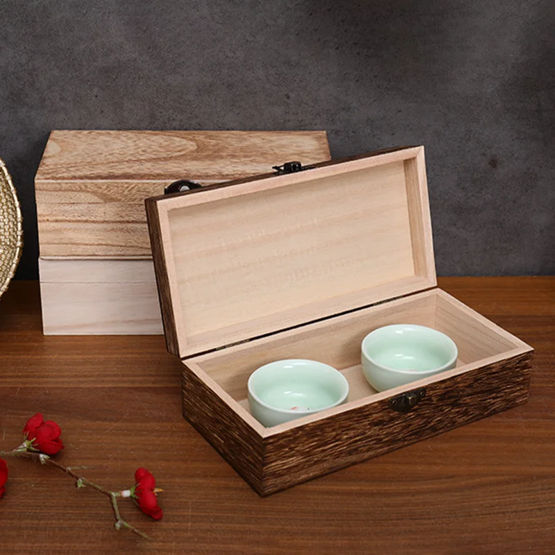 

Rectangular Wooden Jewelry Box Vintage Retro Desktop Jewelry Organizer For Necklace Bracelet Ring Ornaments Storage Container