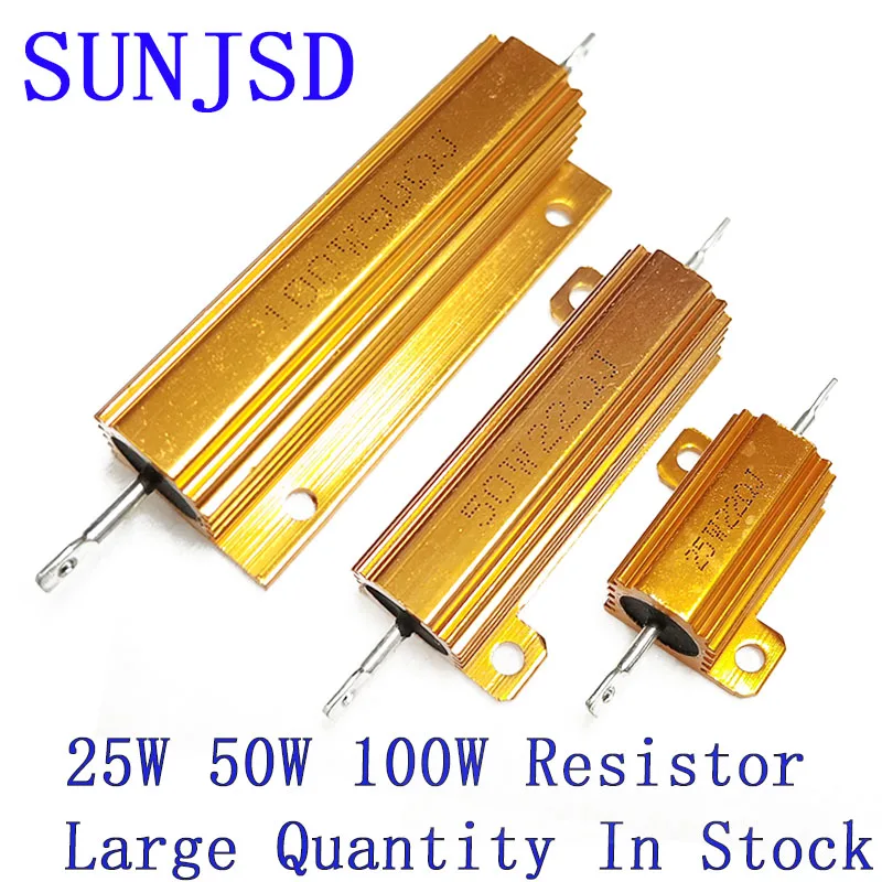 NOVO Poder de Alumínio Metal Shell Resistor Wirewound 25W 50W 100W 25K 30KJ 47K 100KKJ Ohm RX24 Resistência