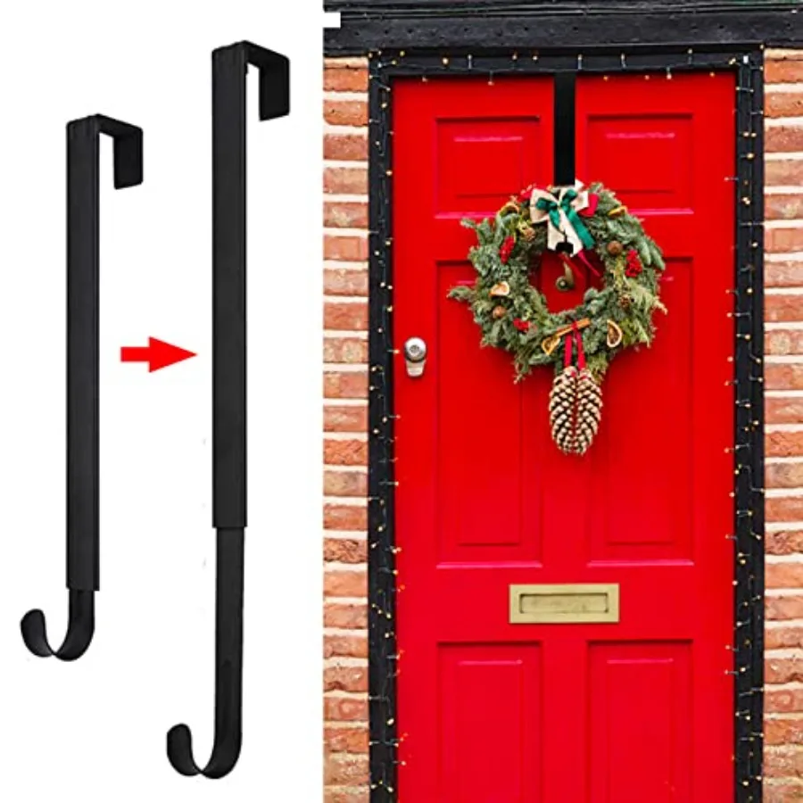 GP Life Wreath Hanger for Front Door, Adjustable from 15 to 25 Inch Hanger, 20 lbs Larger Door Upgrade Christmas Fall Wreaths D