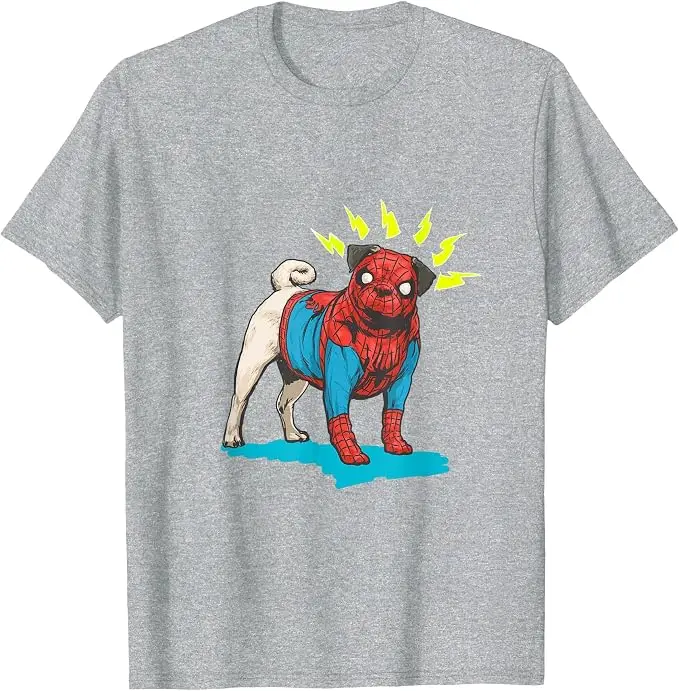 Spider Pug Dog Cartoon T-Shirt Y2k Niedliche Pop-Art-Heldenhund-Grafik-Bekleidung Jungenmode Modische Outdoor-Ästhetische Kleidung T-Shirts – Detail 7