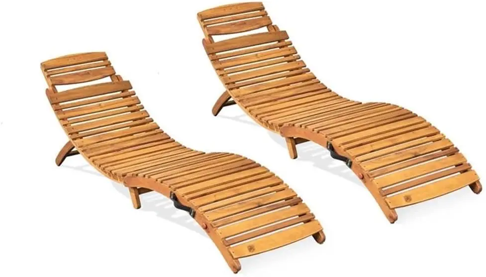 

Home Lahaina Wood Outdoor Chaise Lounge Set, 2-Pcs Set, Natural Yellow