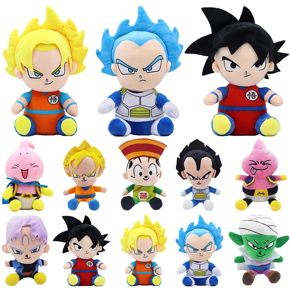 20cm Dragon Ball Japan Anime Plush Toys Super Saiyan Goku Vegeta Picollo Trunks Gohan Cartoon Figure Stuffed Dolls Child Gifts