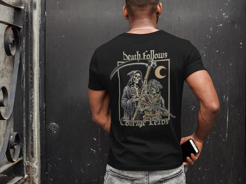 Cráneo táctico coraje plomo muerte Reaper hombre regalo militar regalo veterano hombre táctico camisa manga corta calle moda Tops