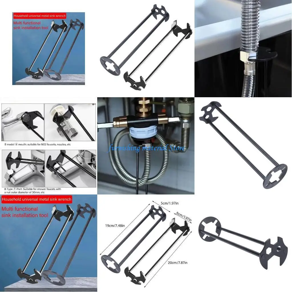 

Y5GD Multifunctional Sink Wrench Universals Faucet Nut Sink Wrench Plumbing Hand Tools Basin Faucet Wrench Easy to Use