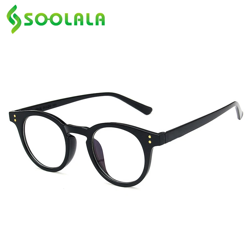 

SOOLALA Small Retro Round Anti Blue Light Women Reading Glasses Men Ladies Transparent Lens Magnifying Man Presbyopic Glasses