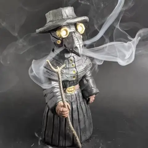 Plague Doctor Incense Burner Gothic Aromatherapy Statue Mini Crow Figurine Halloween Decor Stress Relief Home Altar Decor Gift