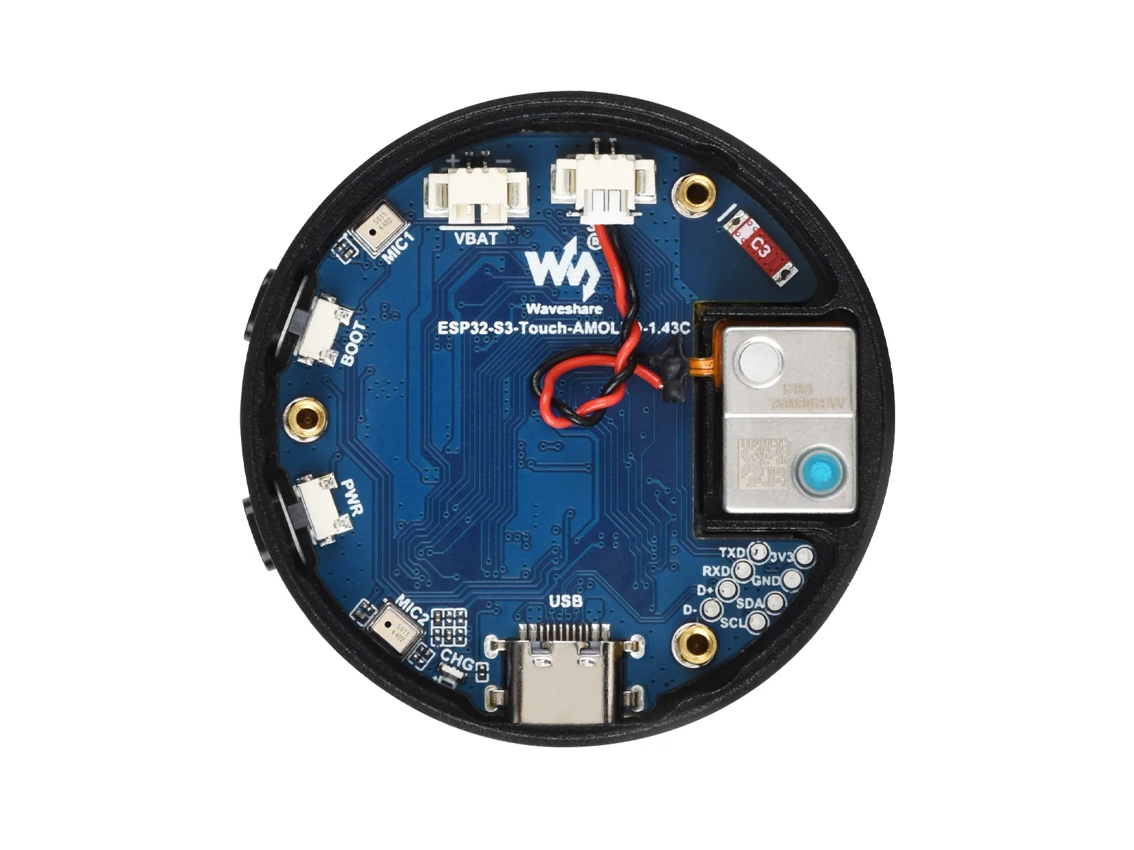 Picture 4: WaveshareESP32-S3 1.43inch AMOLED Round Touch Display Development Board, 466×466, AI Speech Interaction And Online LLM Platform