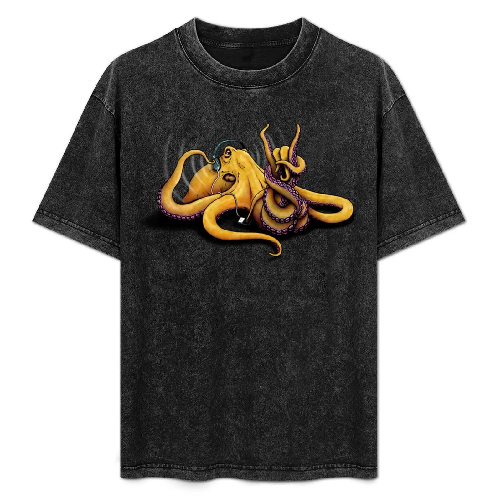 

Hard Roctopus T-Shirt Vintage Print Crew Neck Tee