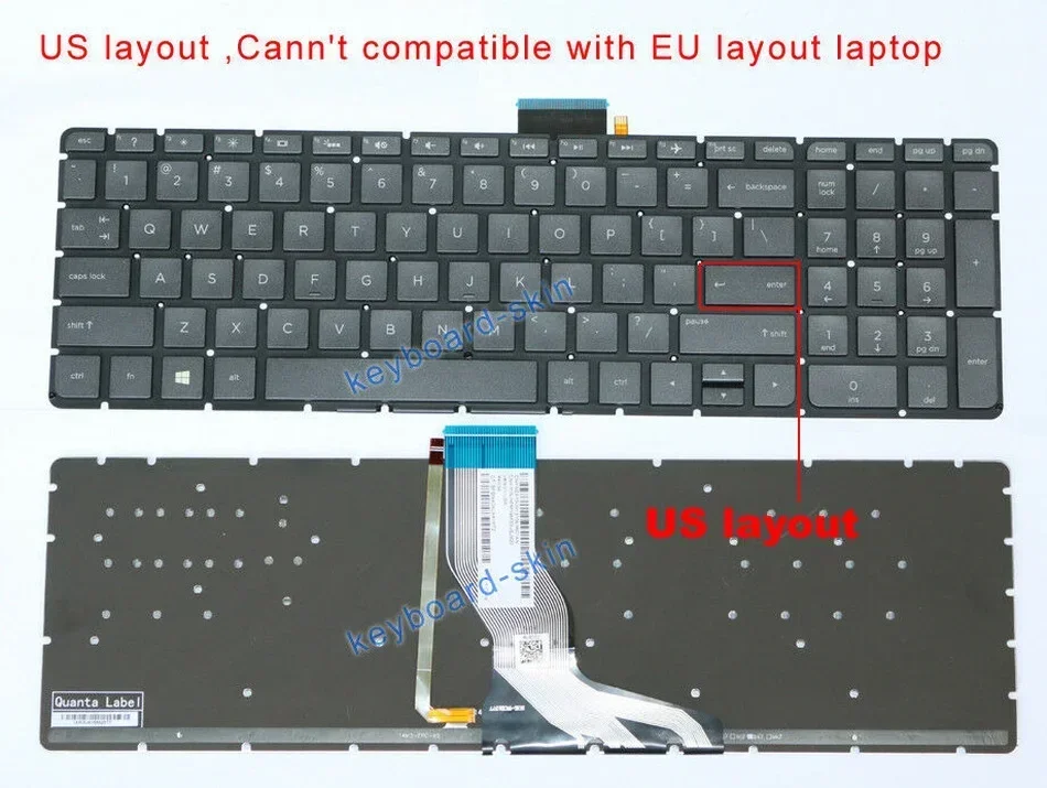 US Backlit Keyboard For HP 15-AB 15-AE 15-AQ 15-AU 15-AW 15-AK 15-bc15-BK 17-AB 17-U M7-U 17-G 17-N M7-N 17-S M6-AQ M6-W M6-AE