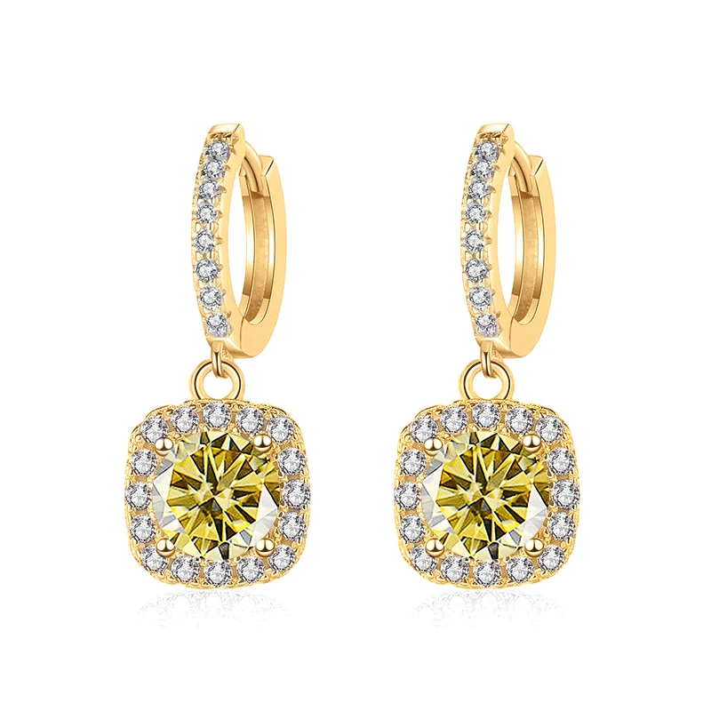 JoyceJelly 1ct Moissanit-Ohrringe, 18 Farboptionen, massives Sterling-Silber 925, 18K Gold plattiert, edler Schmuck für Damen, Hochzeit, Party – Detail 5