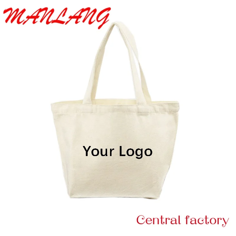 Custom  Custom Printed Logo Cotton Canvas Tote Bags for Shopping