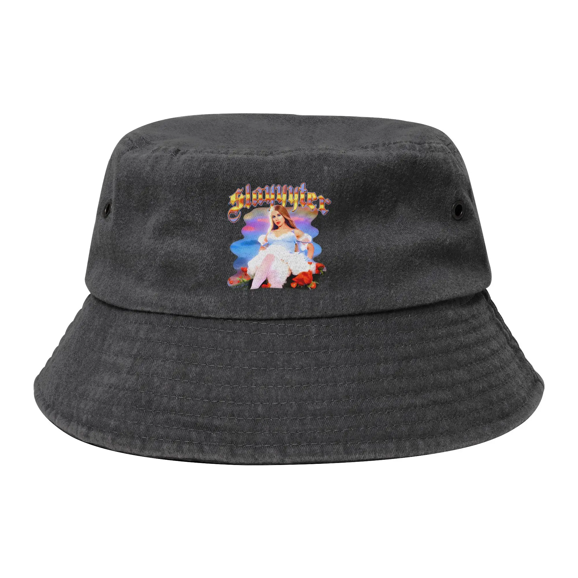 Heißer Sommer-Bucket Hat im Distressed-Look für Herren und Damen – Slayyyter Electro Pop Stil – Sonnenhut, Panama-Hut, Fischerhut