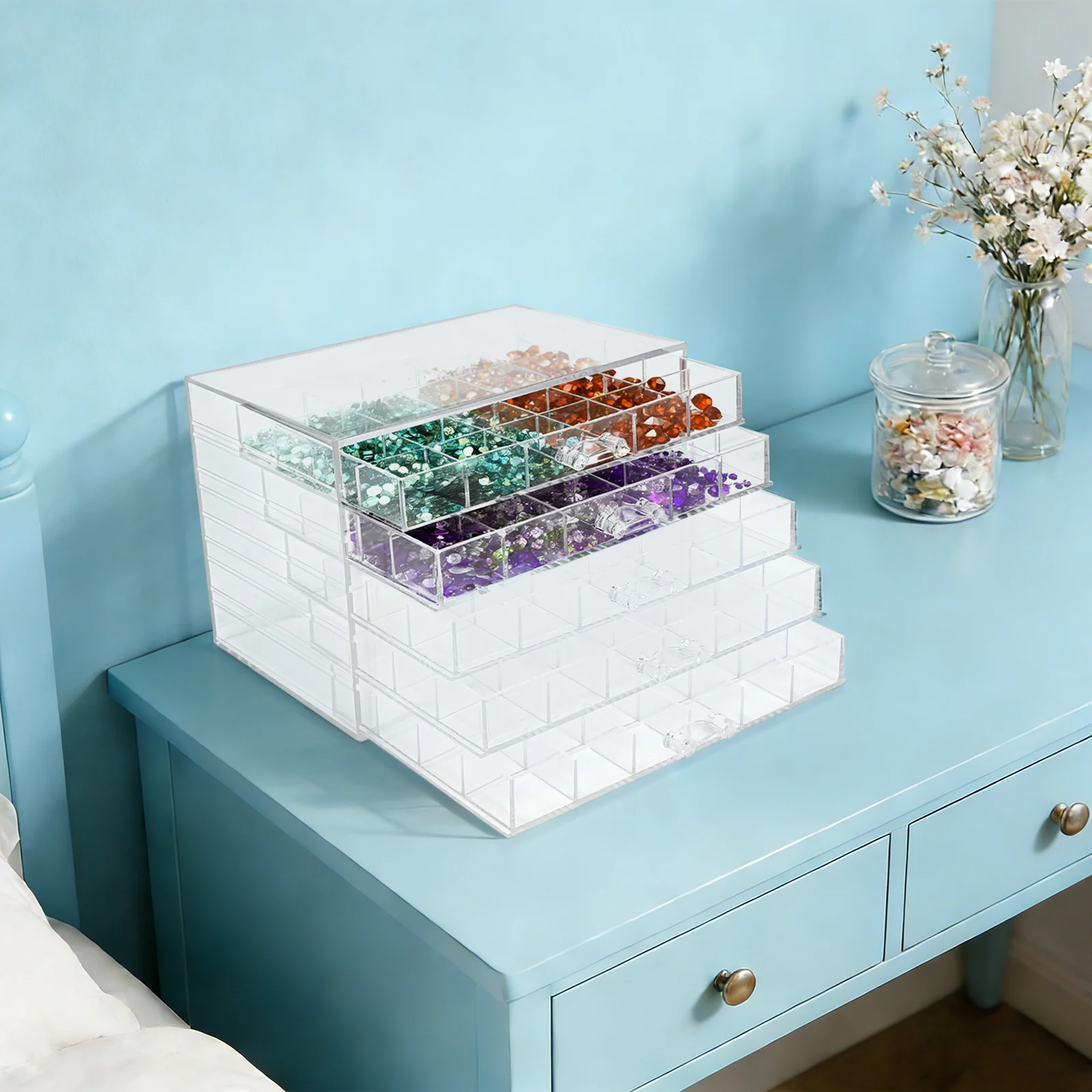 

Clear Nail Art Storage Box, 5-layer Nail Art Organizer Box, Nail Art Supplies Storage Container