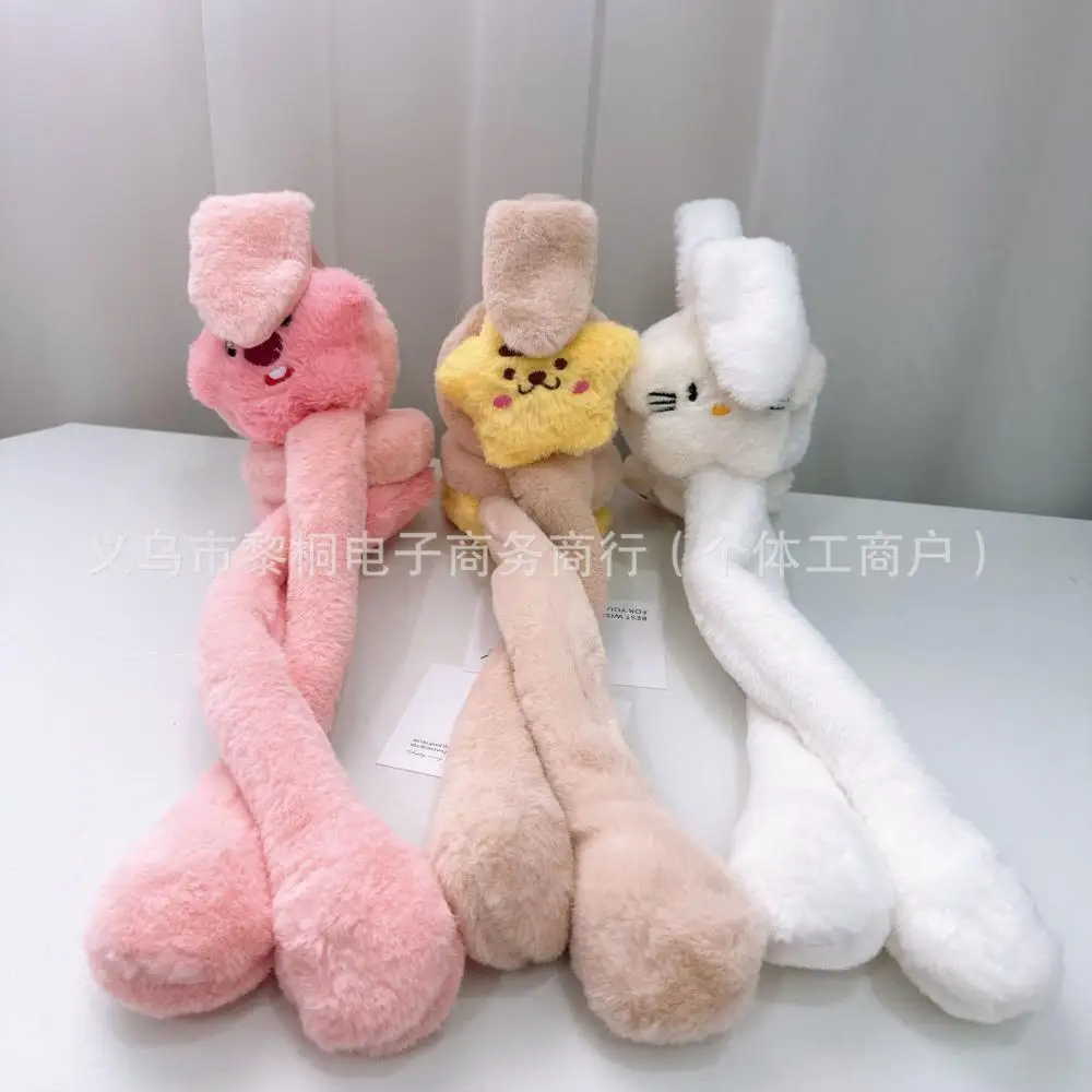 Kawaii My Melody Cinnamoroll Plush Earmuffs หูย้าย Sanrios อะนิเมะ Kt Kuromi ฤดูหนาว Thicken Warm Soft น่ารักสาวเทศกาลของขวัญ