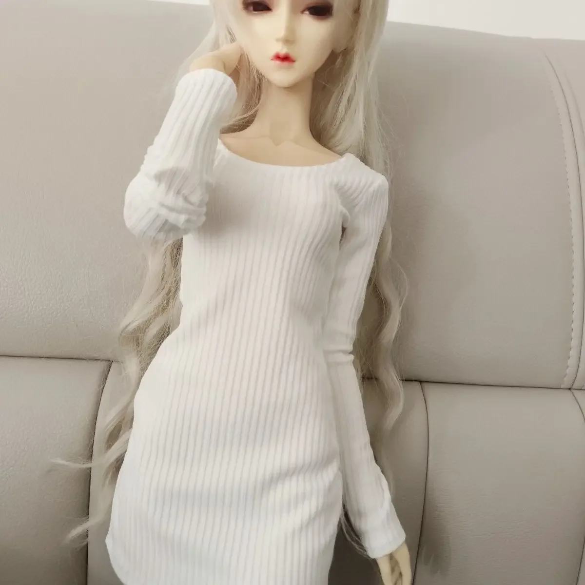 60cm Doll's Clothes for 1/3 Female Bjd Doll Knitted Shirt Sleeved Bottomed Dress Girl Toys Play House Doll Accessories, No Doll