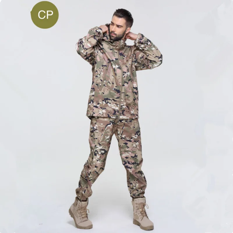 Soft Shell Tactical Training Army Outdoor Winter Wear Fur Thickened Waterproof Windproof Skiing Fishing Charge Suit Set