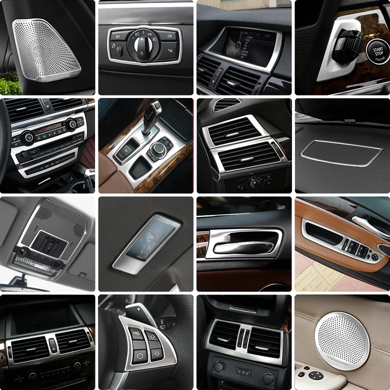 For BMW X5 X6 E70 E71 E72 Car Styling interior Buttons panel frame Decoration Cover Trim Car Sticker stainless steel Accessories