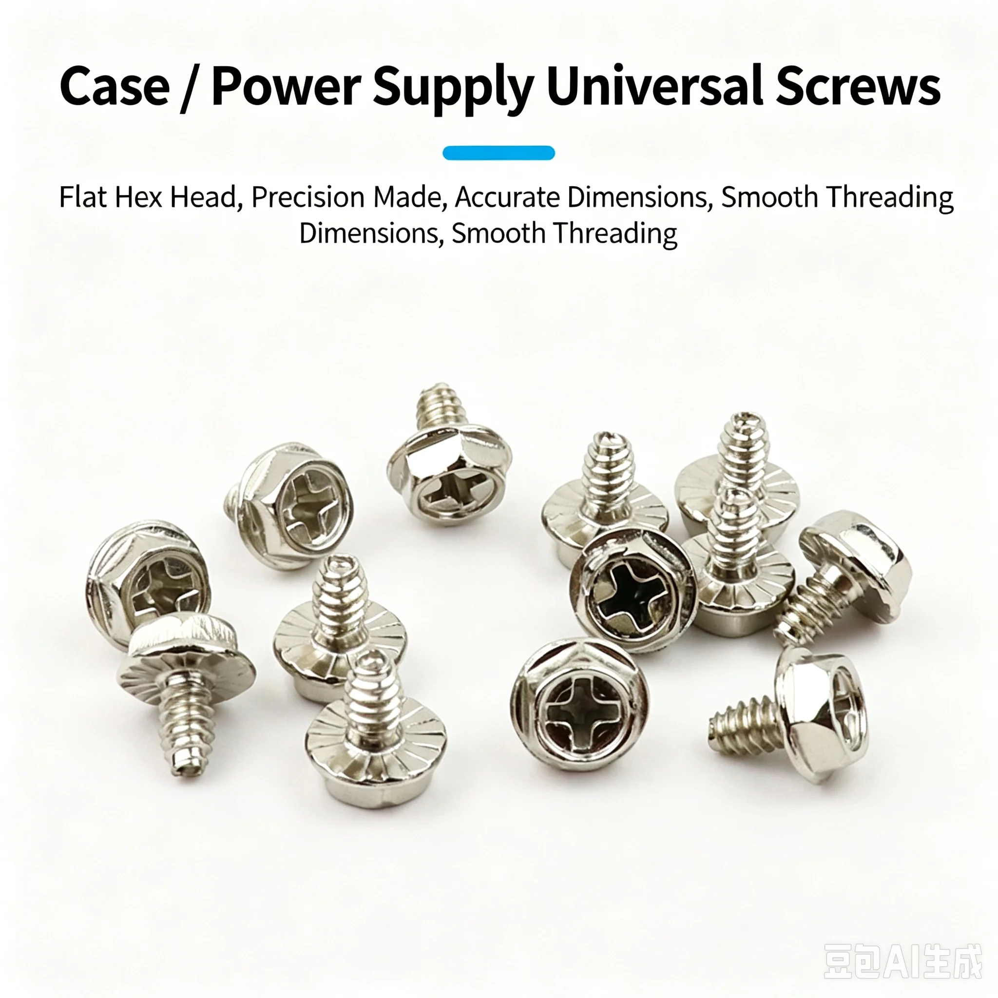 Screws for GPU, PSU & Case Universal Flat Hex, Precision Steel, Anti-slip Thread