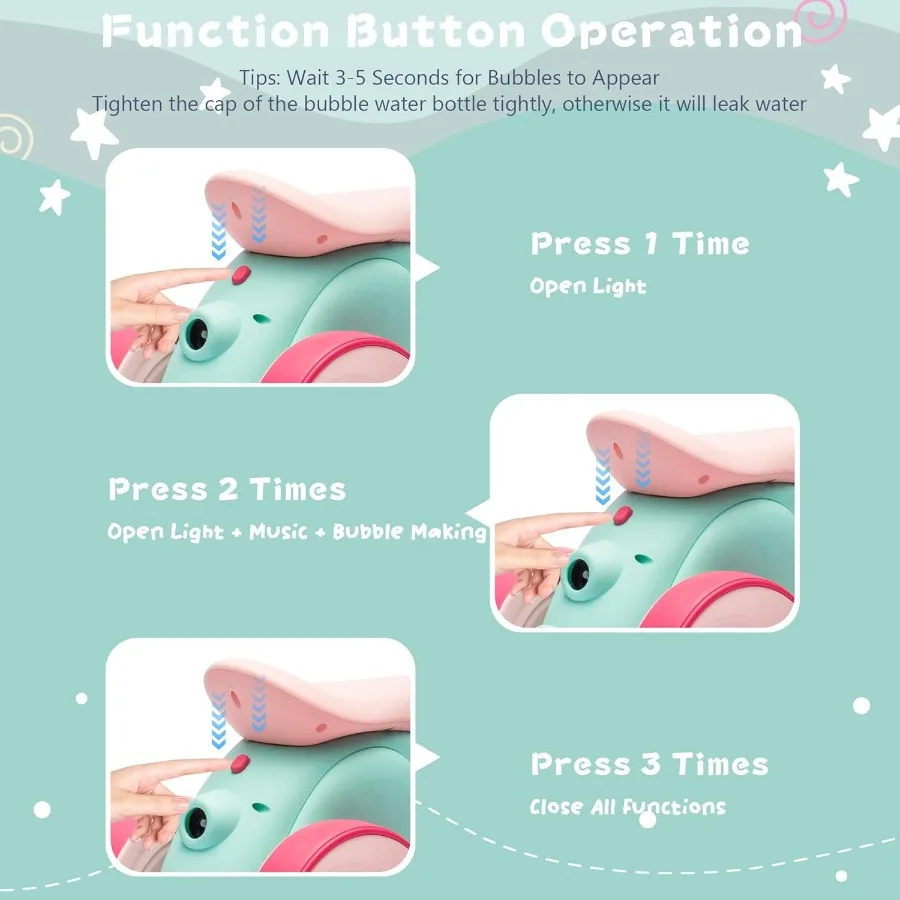 6V Electric Baby Balance Bike with Bubble Machine4 in 1 Toddler Balance Bike w/Remote for 1 Year Old Boys Girls Bubble Bike Rid