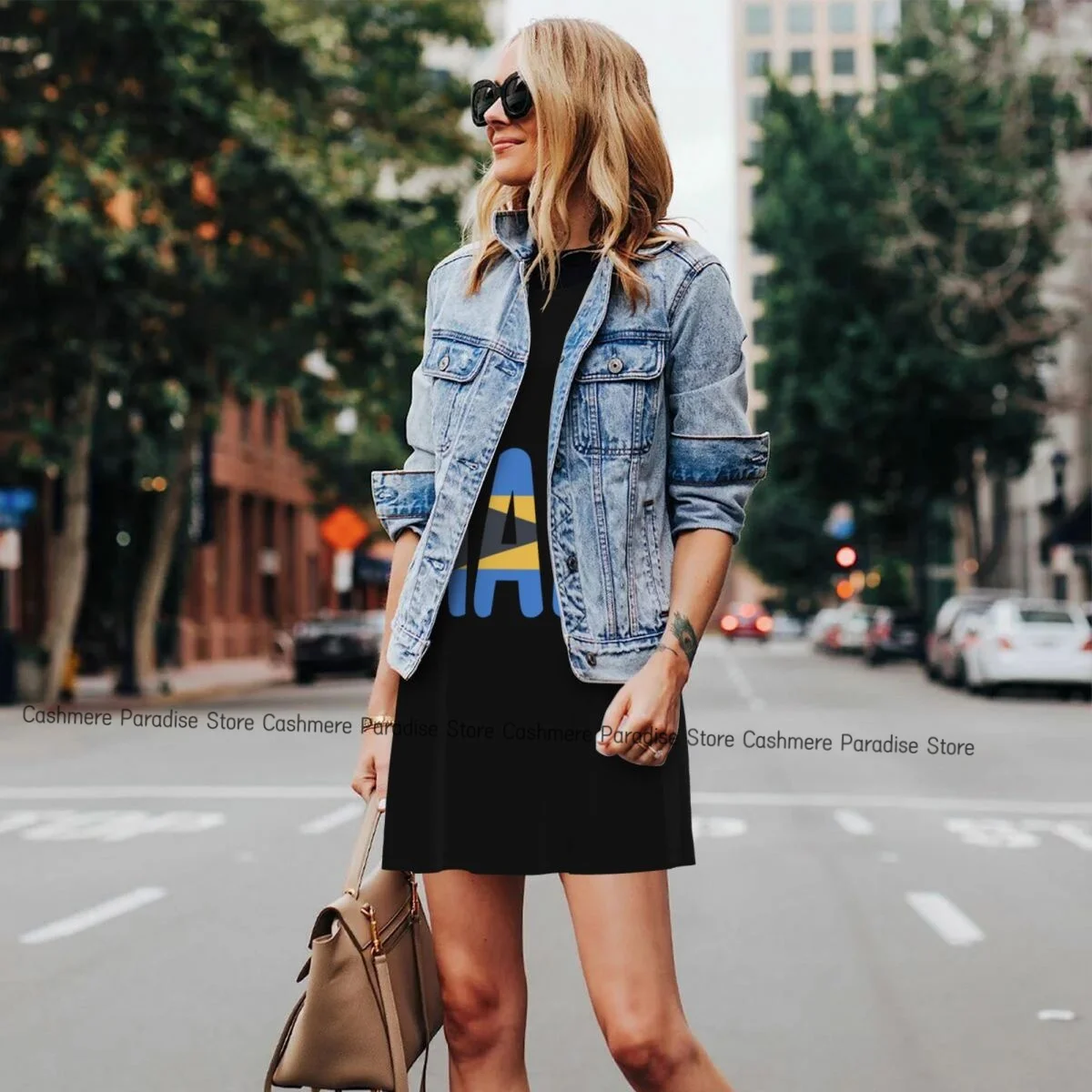 Women's Dress Bahamas Flag Summer Casual T Shirt Dresses Beach Cover up Tank Dress