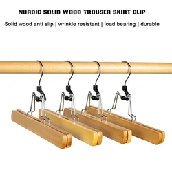 Wooden Pants Hanger Non-Slip Wood Clip Slack Hanger with 360° Swivel Hook Natural Wood Skirt Hangers Hanger Rack Swivel Hook