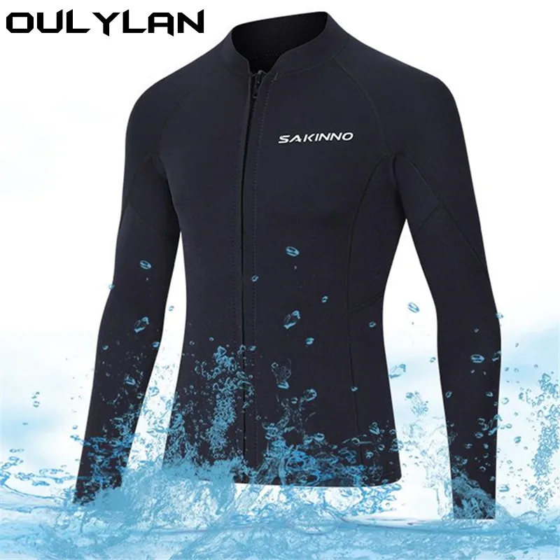 Oulylan Top Jacket 2mm Neoprene Top Wetsuit Men's Split Long Sleeve Warm 3mm Diving Pants Women Surf Diving Swimming