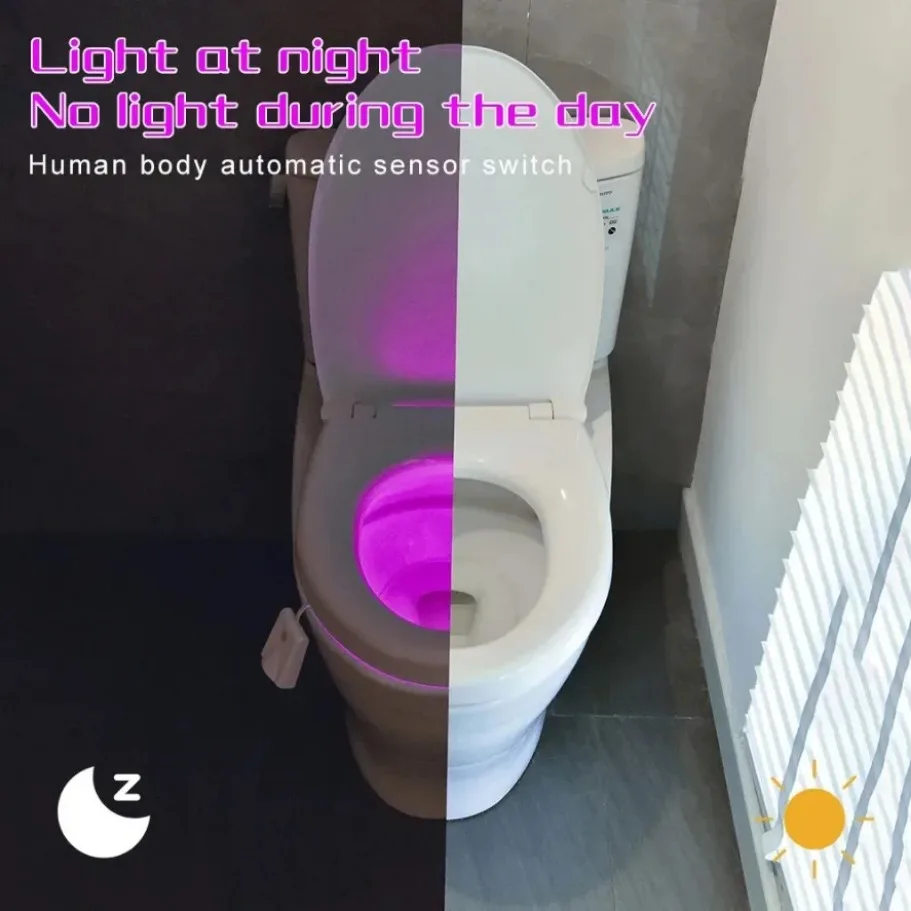 10 สี LED ห้องน้ําโปรเจคเตอร์ Night Light มนุษย์อัจฉริยะ Motion Sensing Light ห้องน้ํากันน้ําชาร์จ WC Dimming Light
