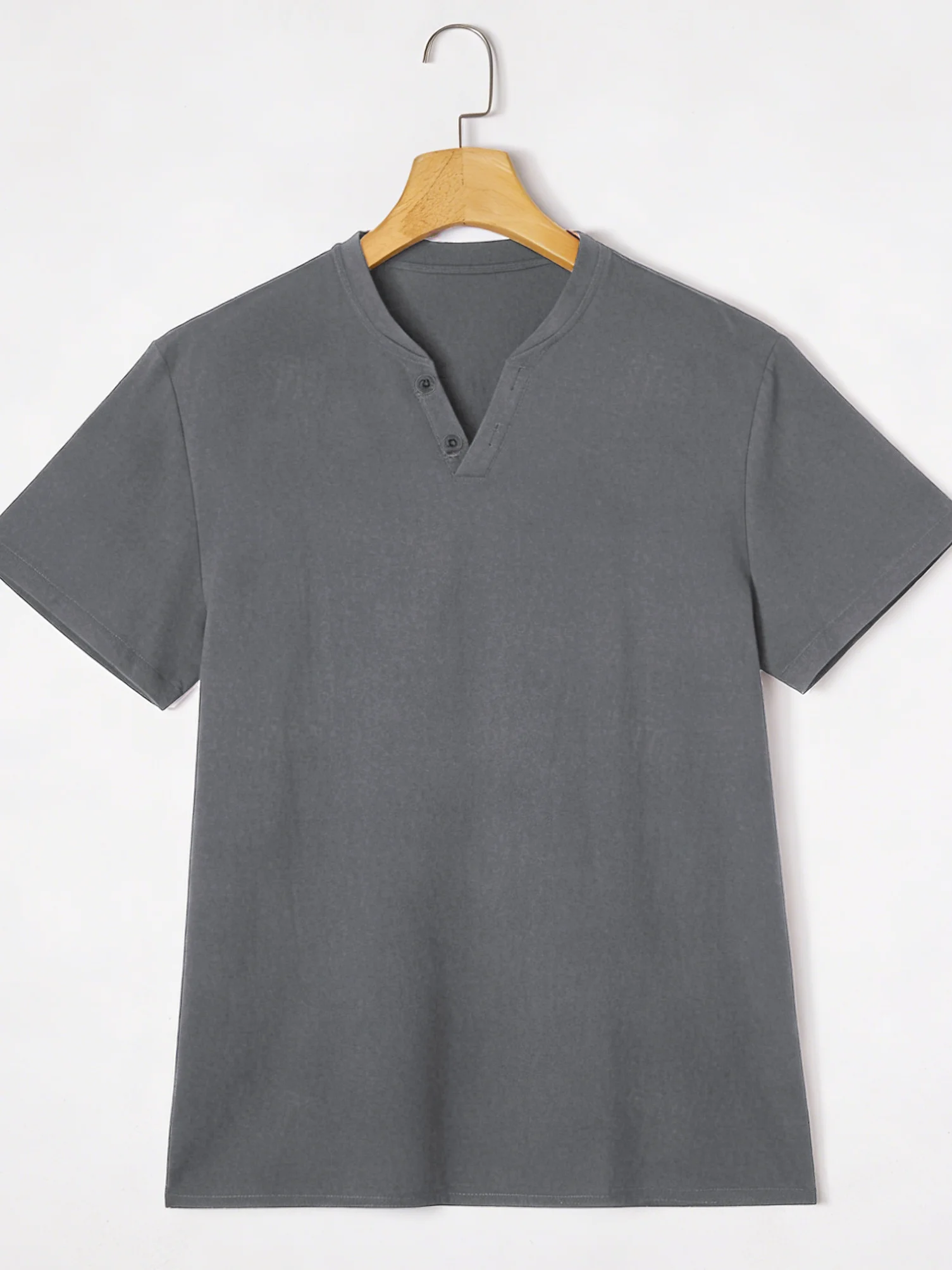 White Short-Sleeve Henley Shirt – Lightweight Summer Essential