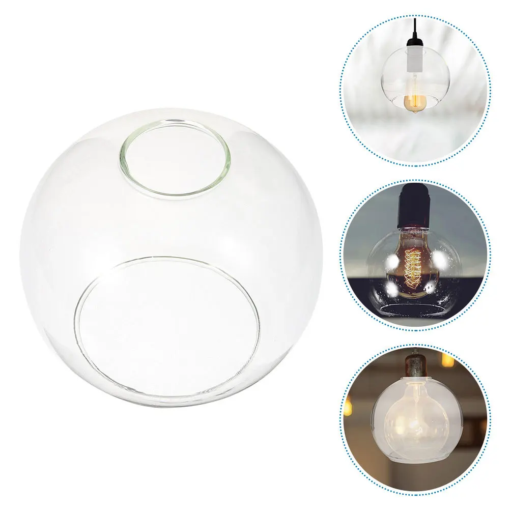 

Round Clear Glass Globe Lampshade Dual Hole Pendant Light Cover Replacement for Modern Chandelier E27 Fixture Easy Bulb Change