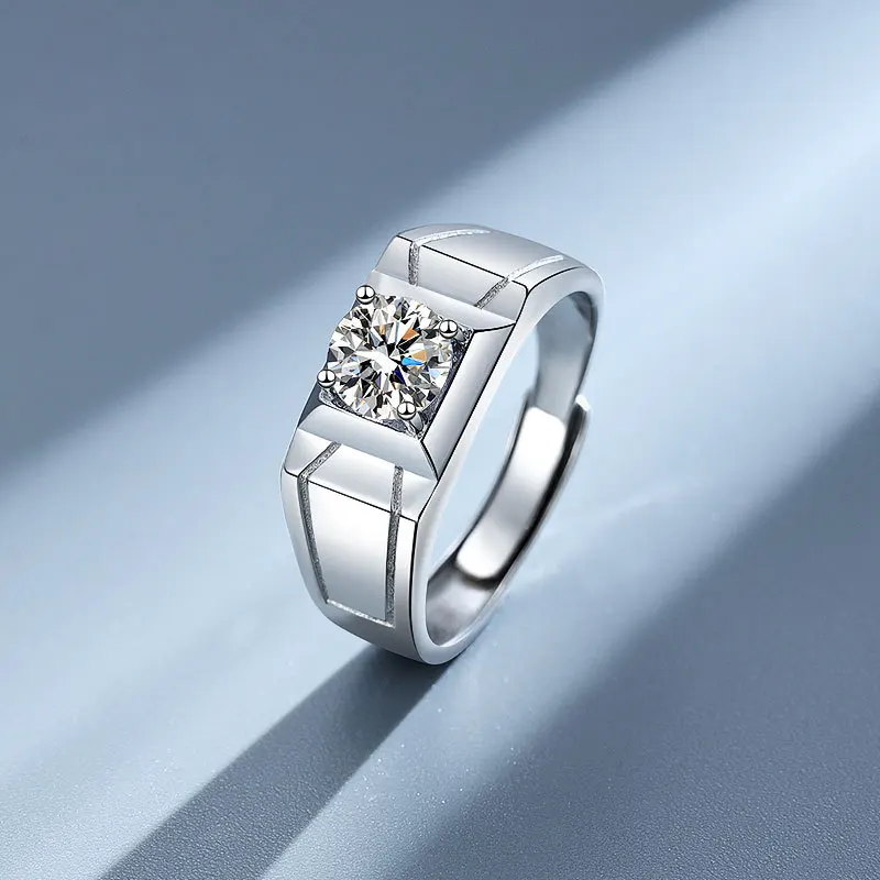 hypoallergenic material wraps round 1ct moissanite for mens Grand 4-Prong Ring 1 Carat via soft polished PT950 platinum sheets