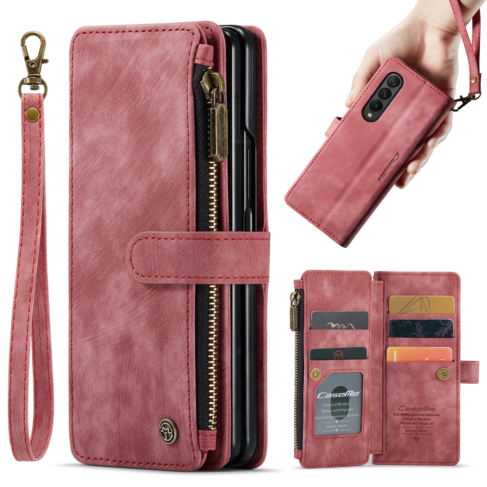 Leather Multi-Function Card Zipper Bag Phone Case For Samsung Galaxy S24 S23 S22 S21 S20 Ultra Plus A14 A53 A54 Case Card Wallet