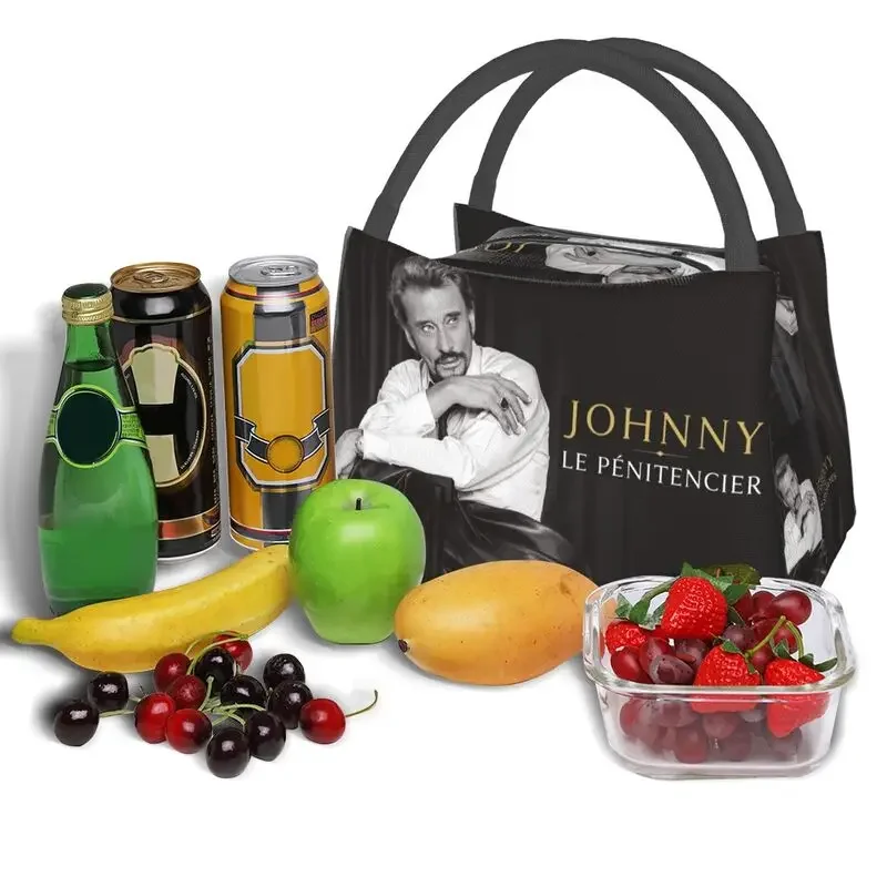 Johnny Hallyday Rock izolowane torby na lunch dla kobiet wielokrotnego użytku francuska piosenkarka Francja Cooler termiczna torba na lunch plaża Camping Travel