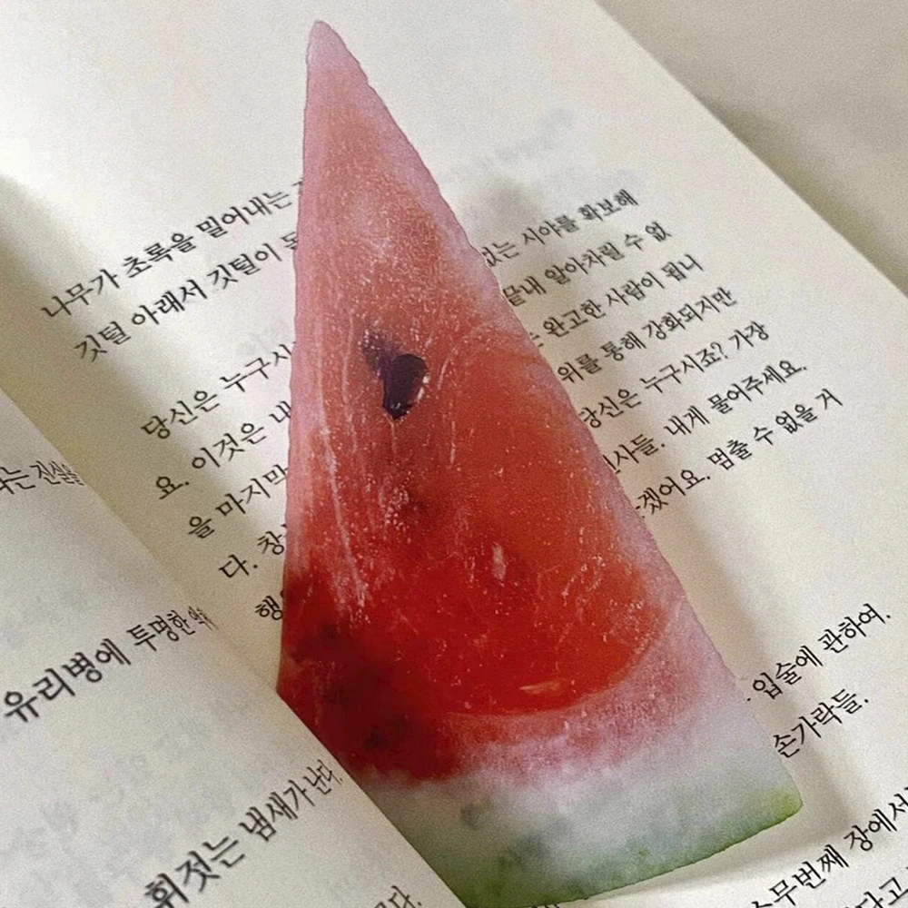 1Pc Transparent Acrylic Creative Fruit Slice Bookmark Fun Design Watermelon Lemon Apple Kiwi Starfruit Grapefruit Fig Bookmark