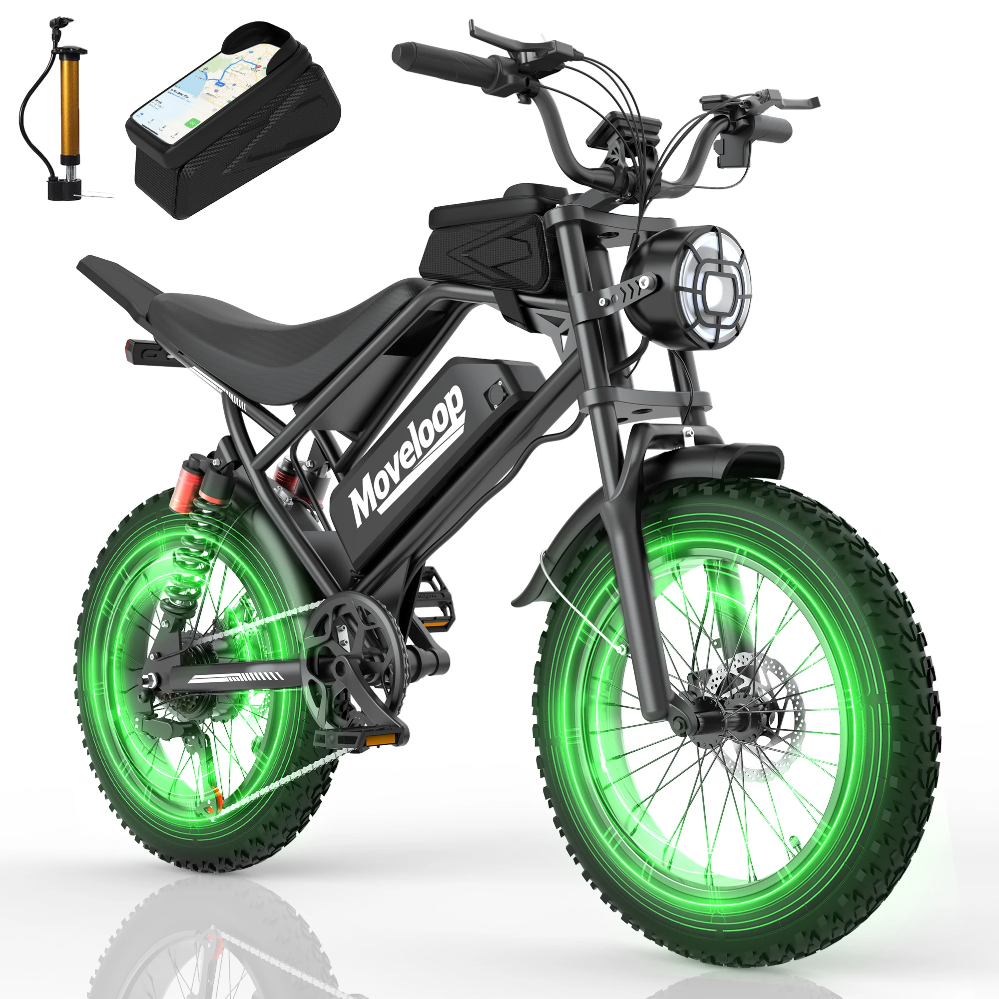 Electric Bike for Adults, 1500W/3000W Peak Electric Dirt Bike,70/80Miles 31/35MPH 48V15.6/20AH Removable Battery, 20"×4.0 "Fat Tire All-Terrain Ebike