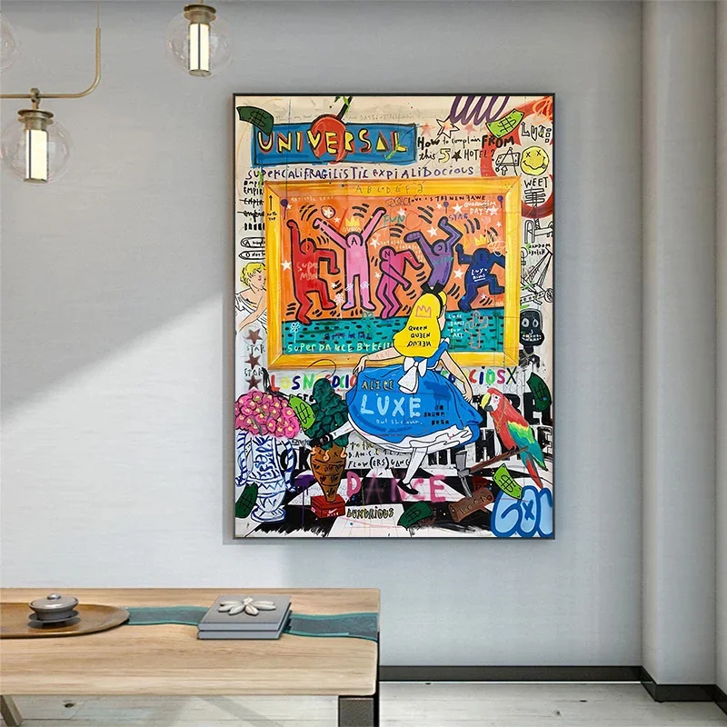 شارع الكتابة على الجدران الفن قماش اللوحة الأمير الأميرة الملكة الفنان أليك احتكار سخيف الشرير الملصقات طباعة جدارية ديكور المنزل جدار الفن