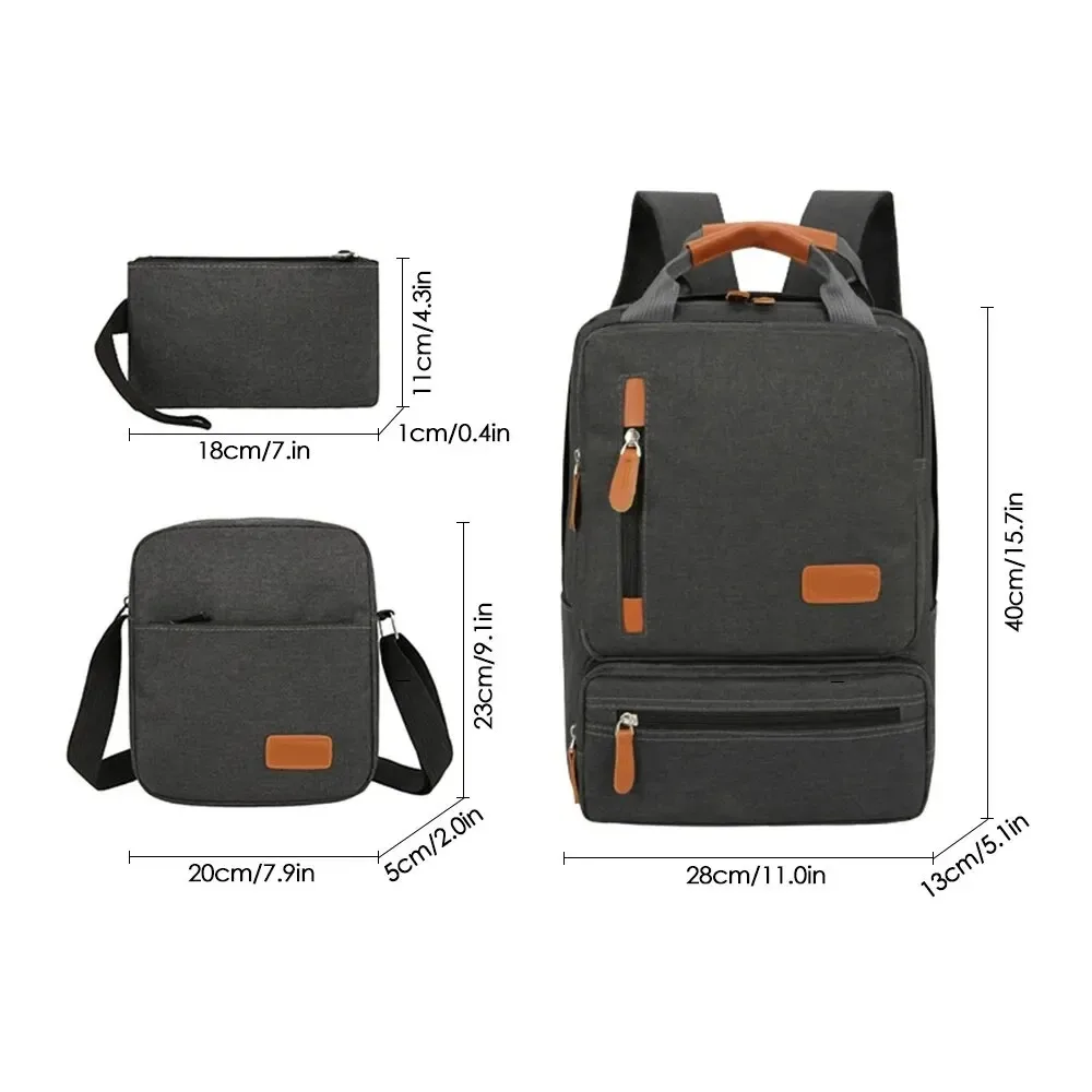 Imagem -03 - Mochila de Estudante Oxford de Grande Capacidade Casual Bolsas de Computador Portátil de Negócios Cor Sólida Masculina Nova