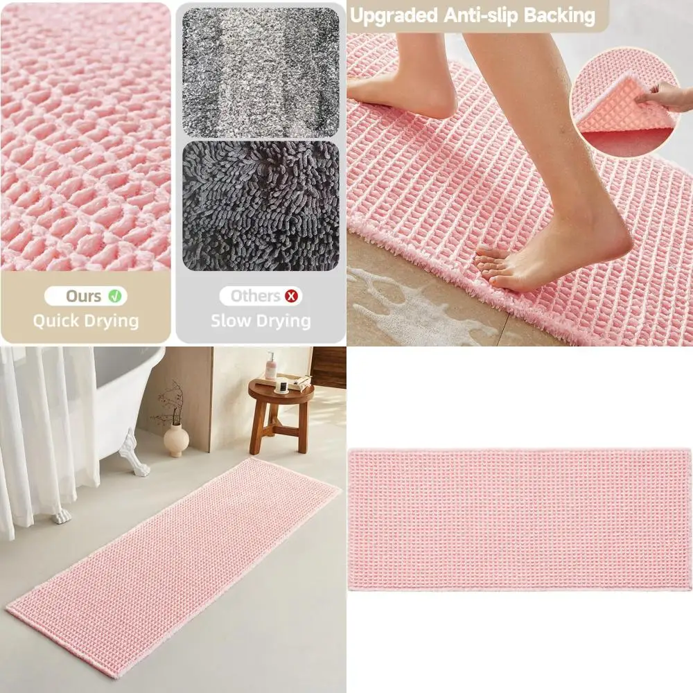 

Светло-персиковый коврик для ванной с вафельным плетением, нескользящий, моющийся, быстросохнущий, 72x24