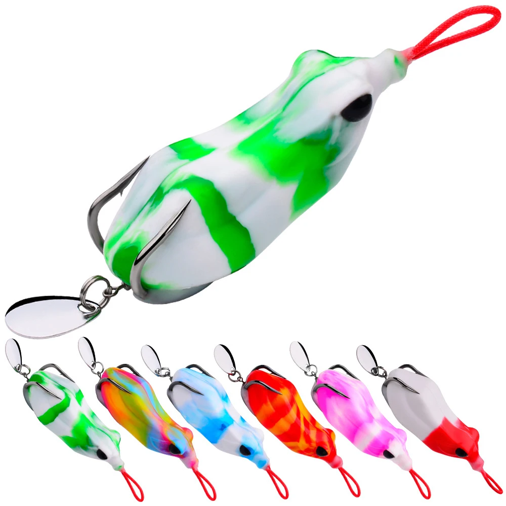

1pc Floating Frog Bait 6.5cm 14.5g Spoon Soft Fishing Lure Silicone Simulation Topwater Frog for Bass Swimbait Double hook FR037