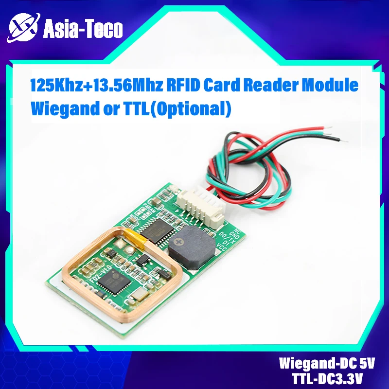 

Wiegand Output WG26/34 Reader Module 125KHZ+13.56MHZ Dual Frequency 3.3V-5V For Access Control System Board Building intercom