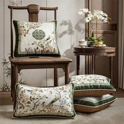 Soft Velvet Cushion Cover,Oriental Decorative Pillowcase,Chinese Style,Flower Bird,Eastern Square Accent Sofa,Home,45x45cm,New
