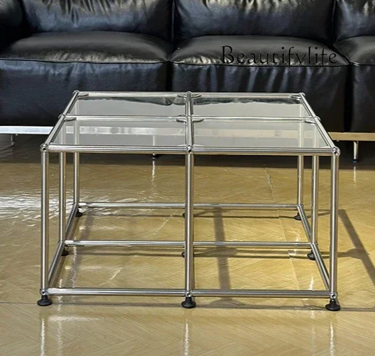 

Комбинация шаблонов C, стеклянный журнальный столик из нержавеющей стали, современная простота, гостиная, современная простота