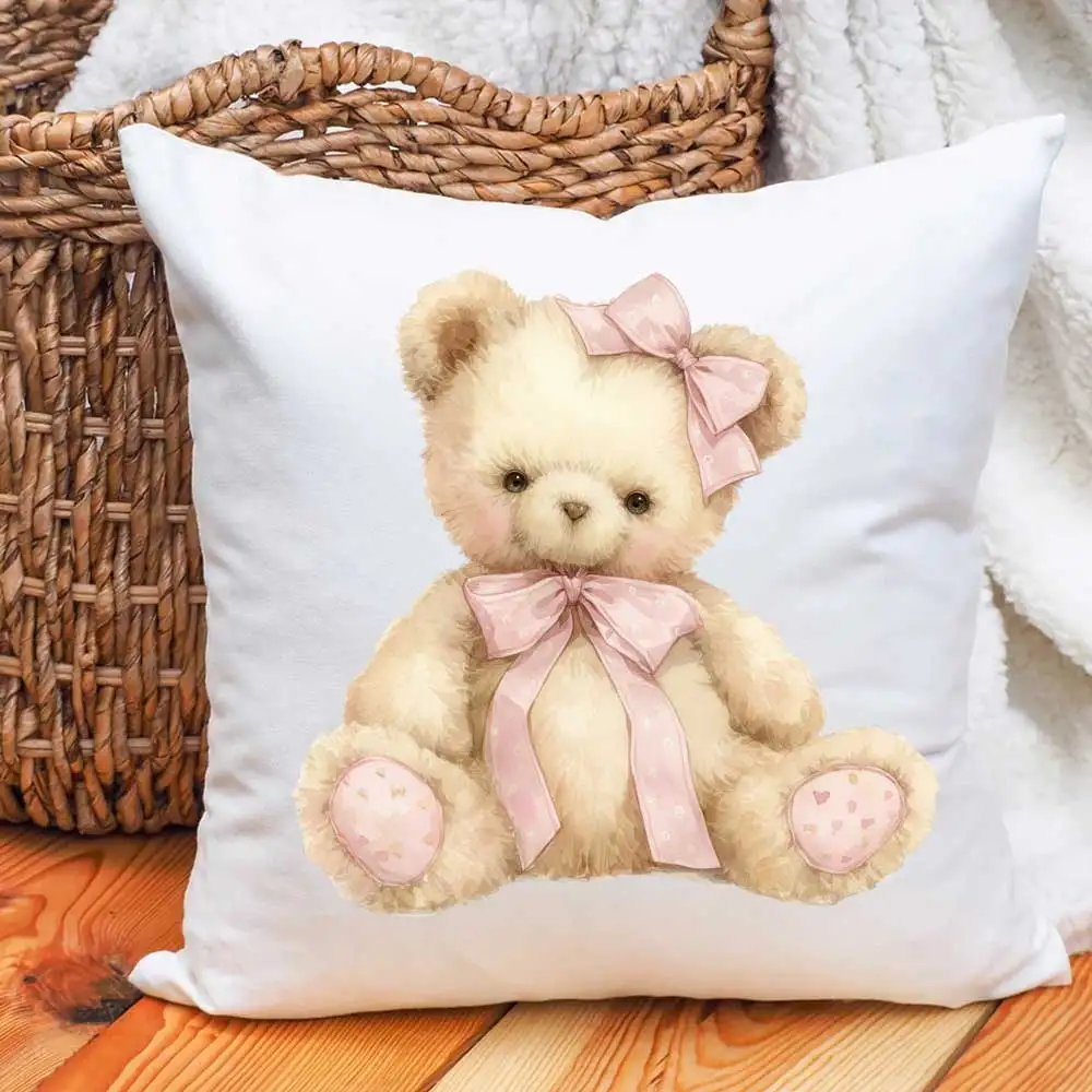 Cartoon Pink Bear/ Dog Heat Transfer For clothes DIY A-Level Washable T-shirt Iron-on Thermal Sticker Cute Lady Patches Applique