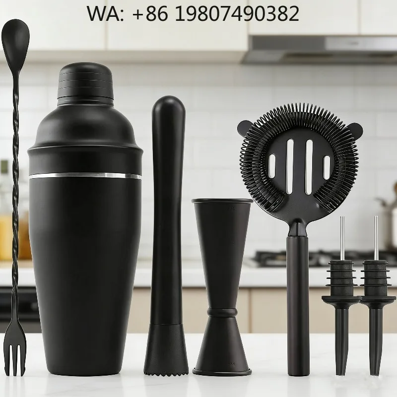 7Pcs Compact Stainless Steel Cocktail Mixing Kit 25oz Martini Shaker Full Bar Tools For Mini Home Bar Holiday Party Hobby