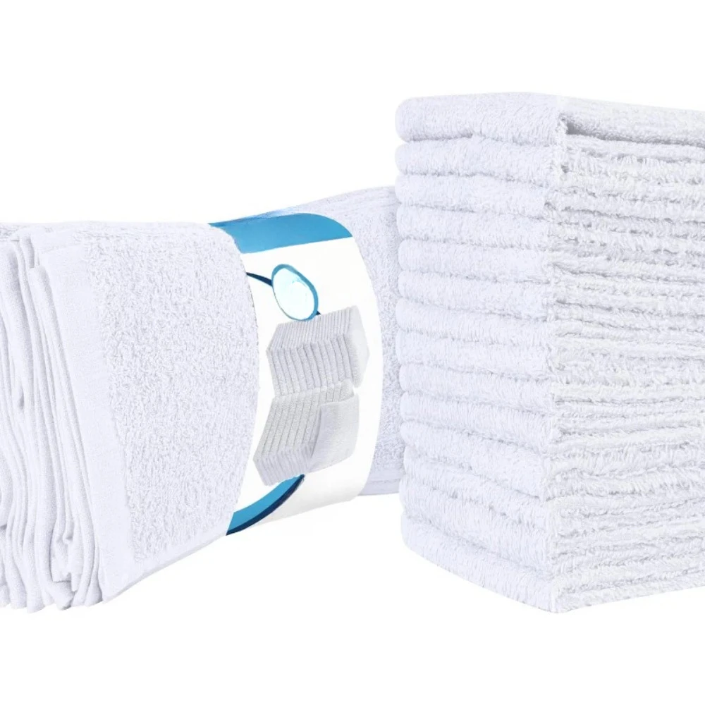 Cotton Washcloths Set - Ring Spun, Flannel Face Cloths,  Absorbent and Soft Feel Fingertip Towels (24 Pack, White)