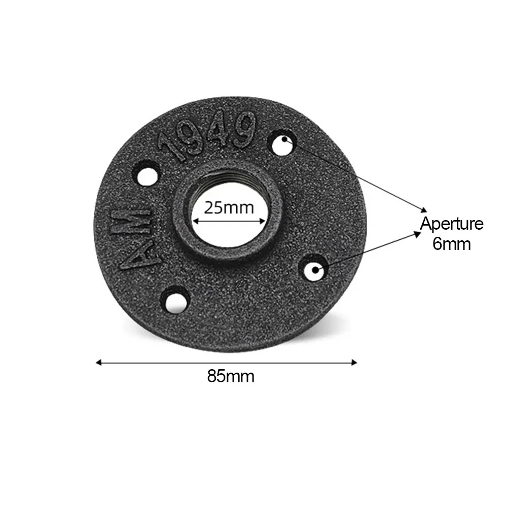New Painted Floor Flange With Threaded Hole Industrial Vintage style Iron Pipe Flange Black Pipe Fittings Home