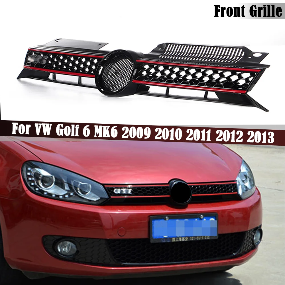 GTI Style Front Lower Bumper Center Grille Honeycomb Mesh For Volkswagen Golf 6 MK6 2009 2010 2011 2012 2013 Car Accessories